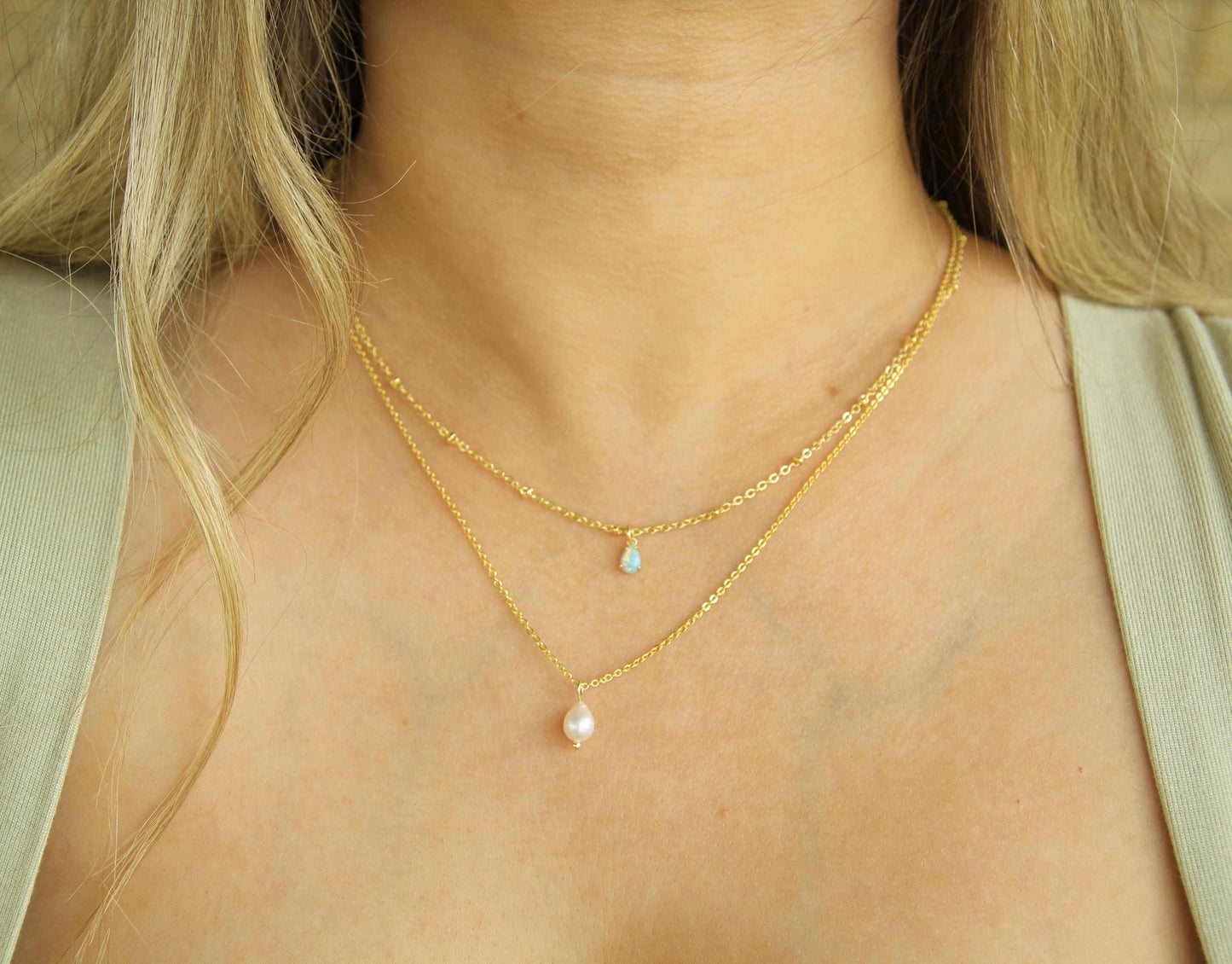 Gold Layered Opal Necklace