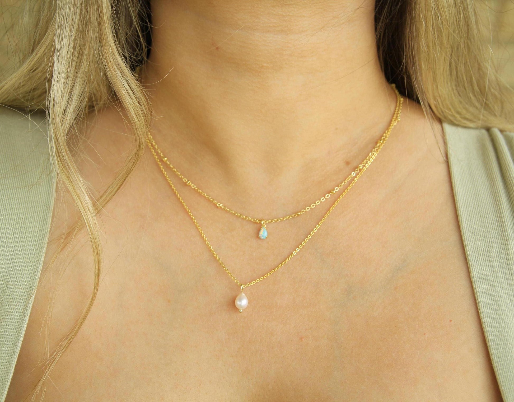 Gold Layered Opal Necklace