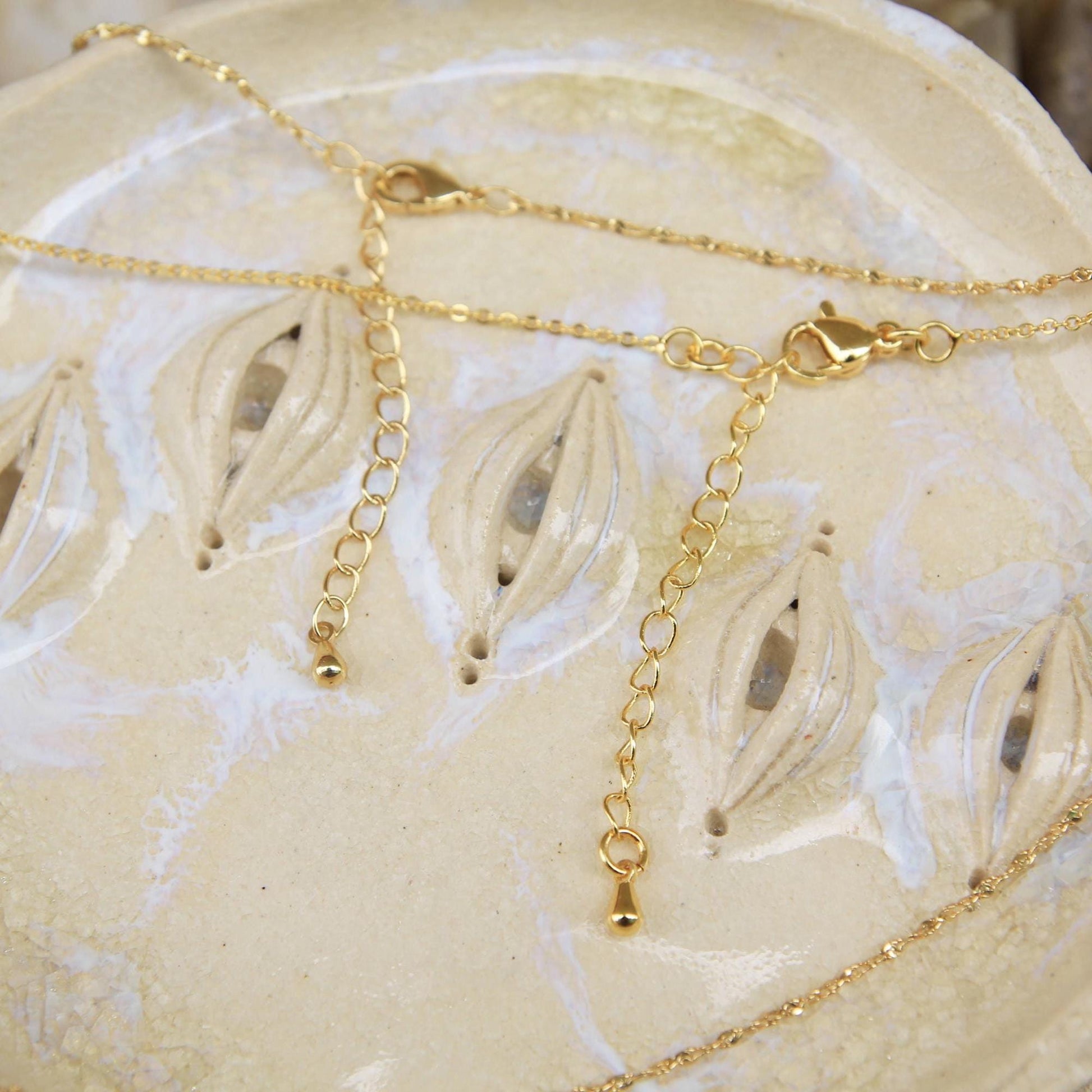 Gold Layered Opal Crystal Necklace
