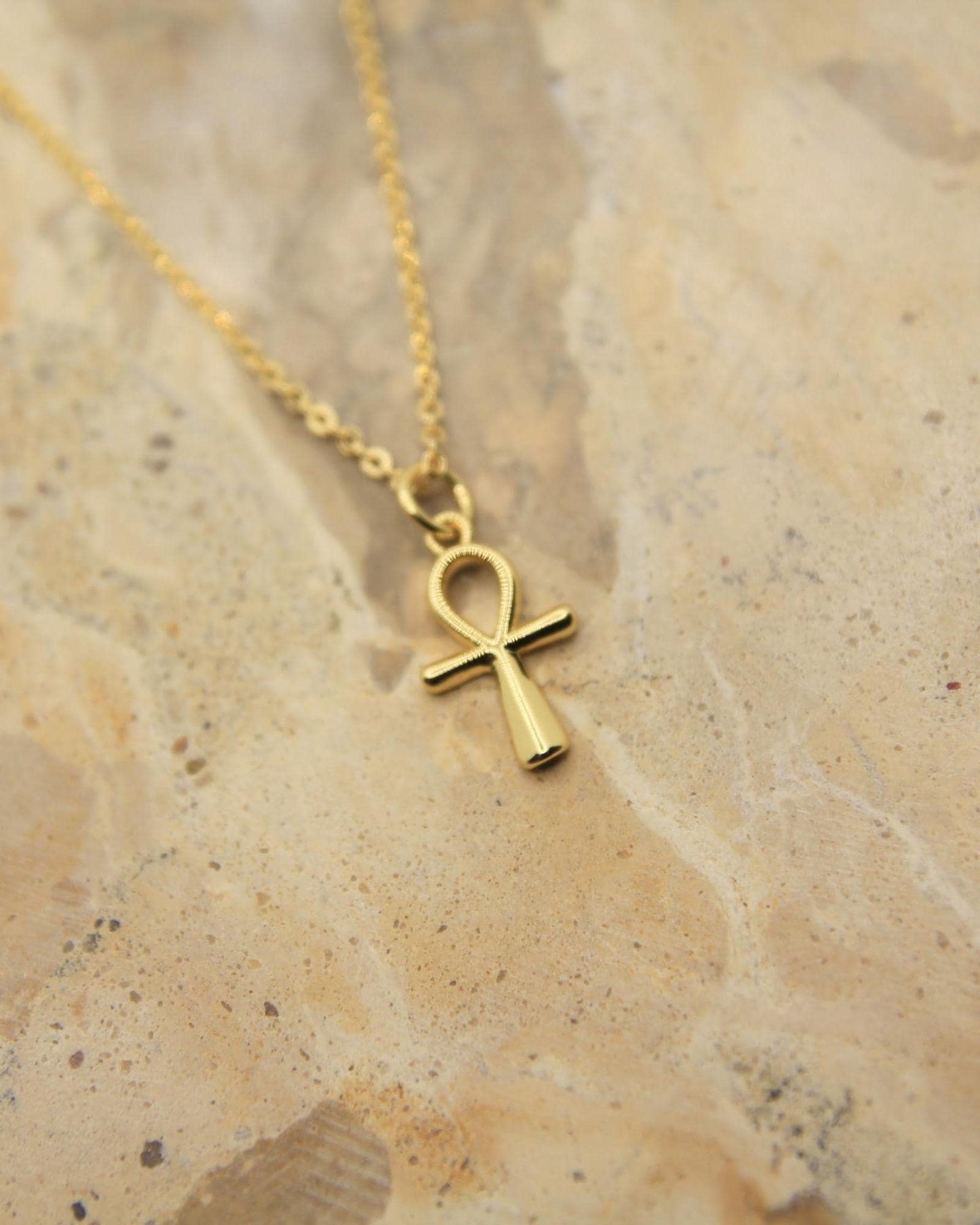 Handmade Ankh Necklace | Gold Plated Egyptian Symbol | Dainty Chain | Spiritual Jewellery | Life Symbol Pendant
