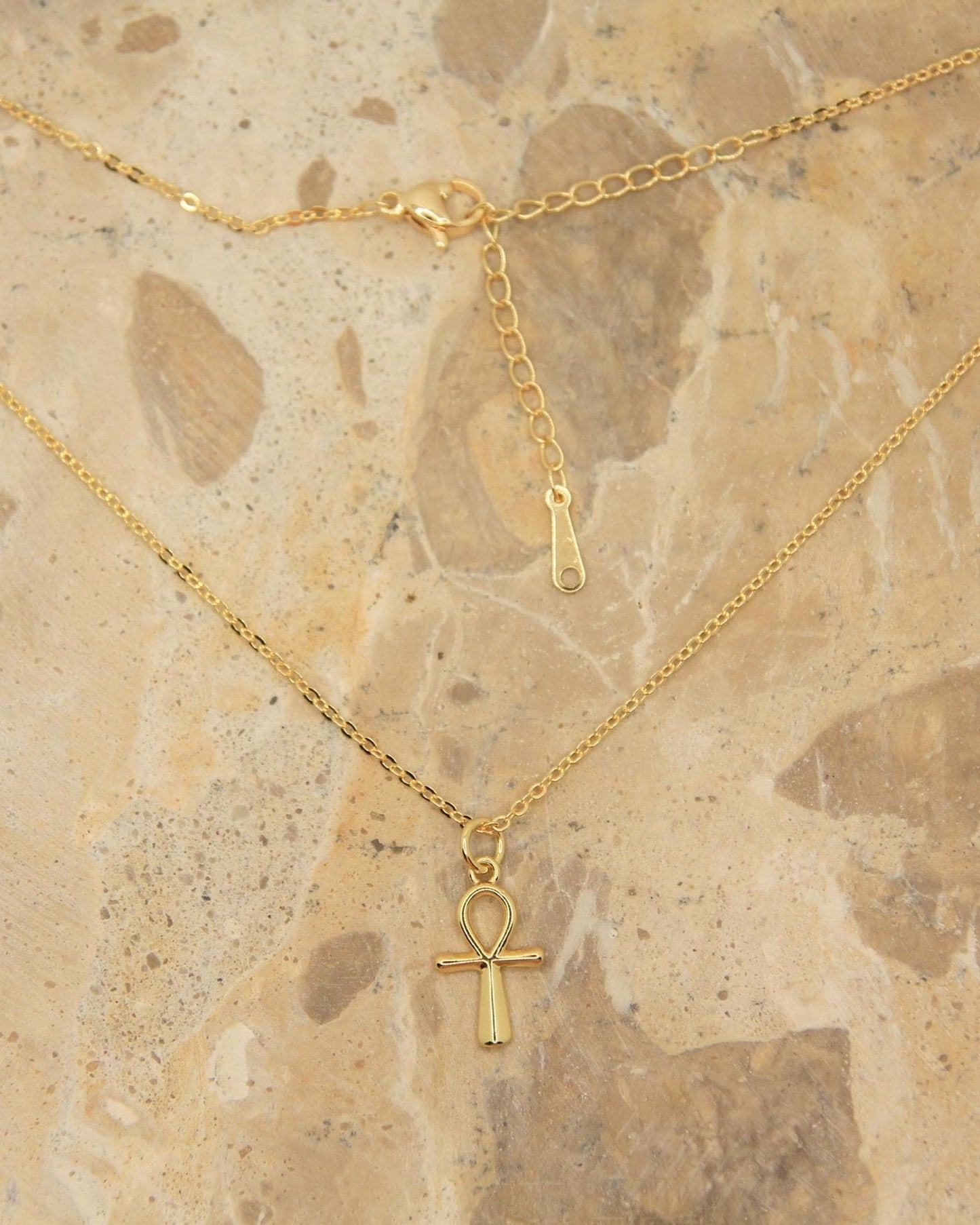 Handmade Ankh Necklace | Gold Plated Egyptian Symbol | Dainty Chain | Spiritual Jewellery | Life Symbol Pendant