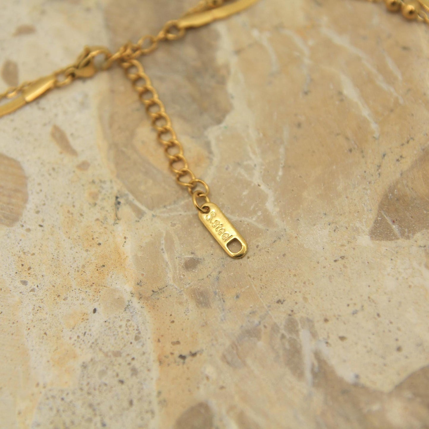 Gold Yin Yang Necklace • Shell & Crystal Charm • Textured Sparkle Chain