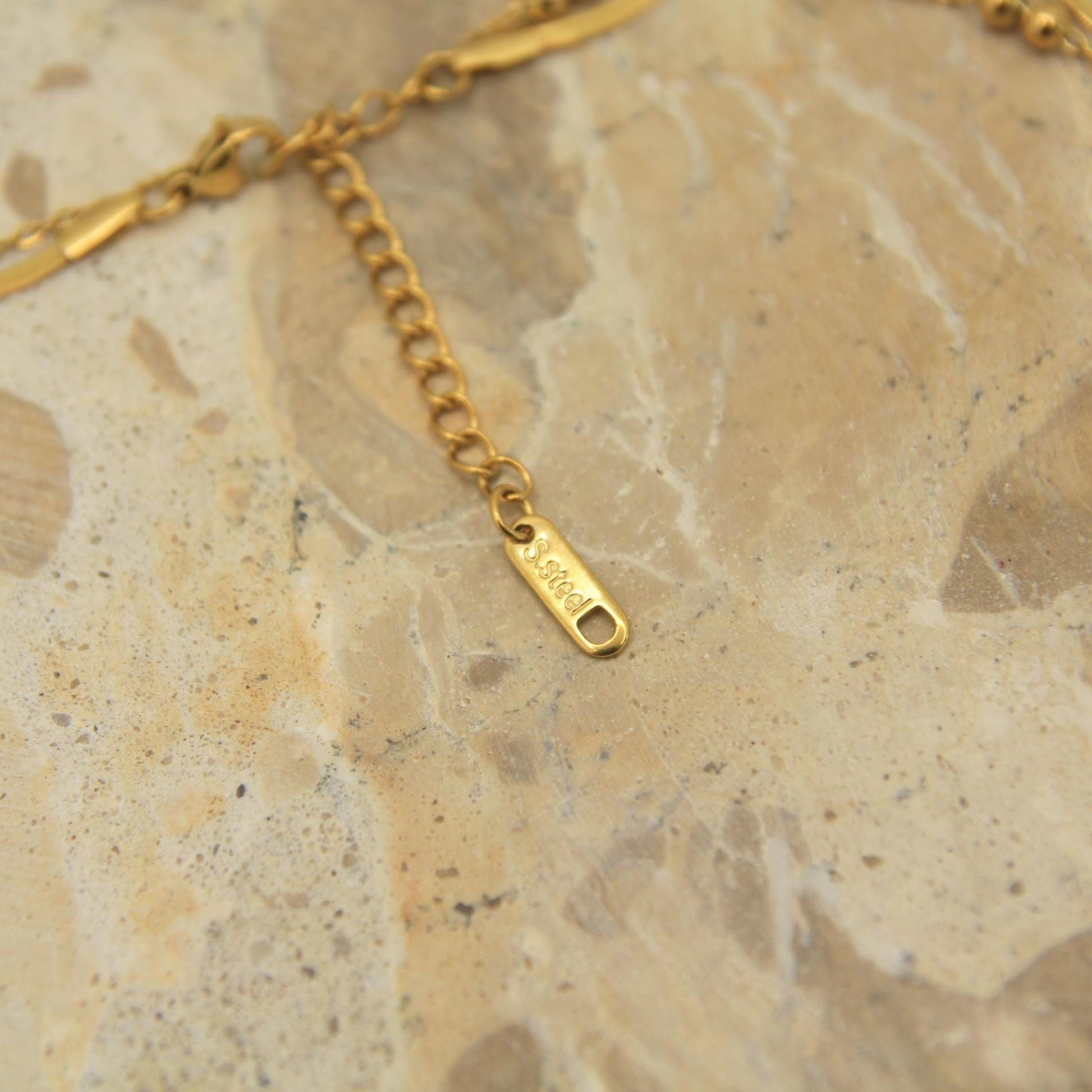 Gold Yin Yang Necklace • Shell & Crystal Charm • Textured Sparkle Chain
