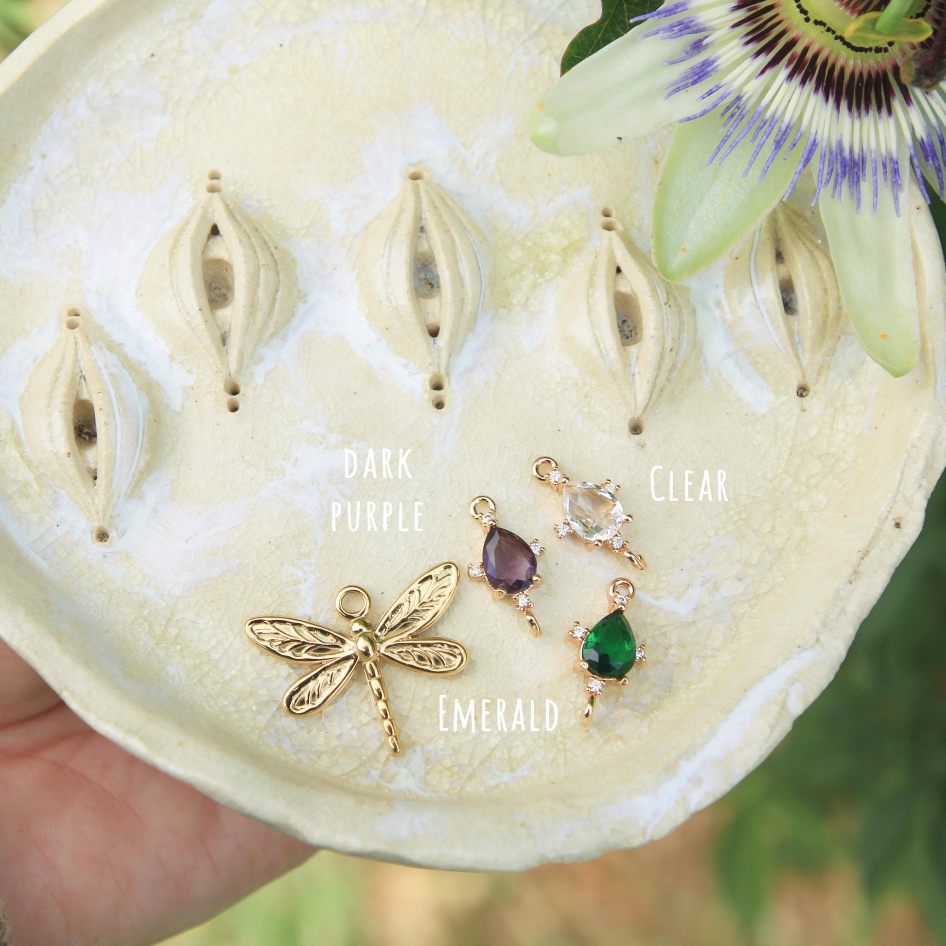 Gold Dragonfly Crystal Earrings
