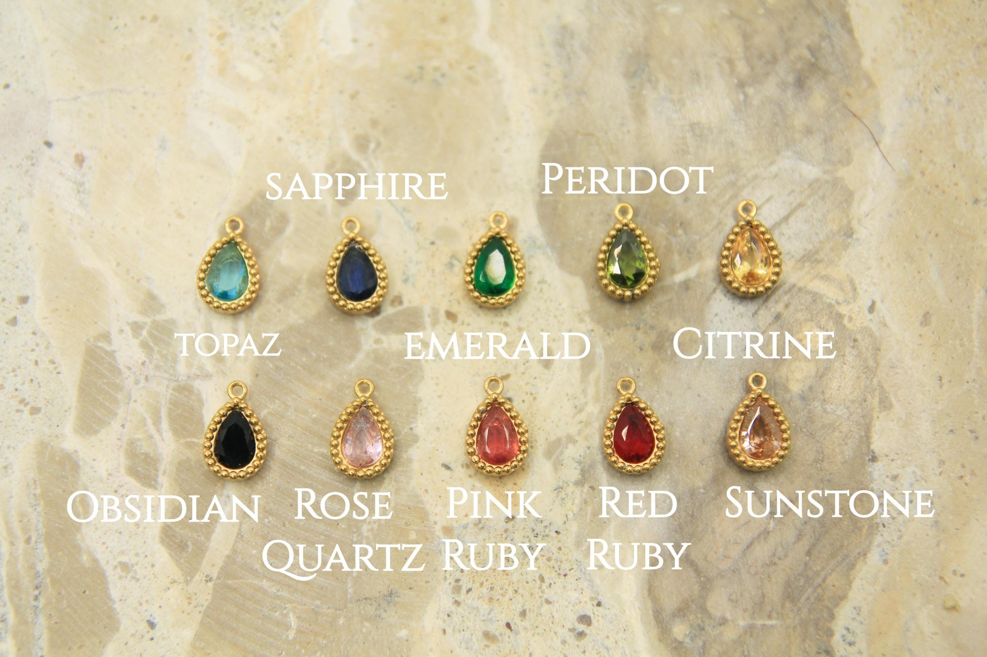 Crystal Teardrop Earrings Gold • CZ Birthstone Lever Back • Waterproof Stainless Steel • Hypoallergenic Hooks • Choose Your Colour