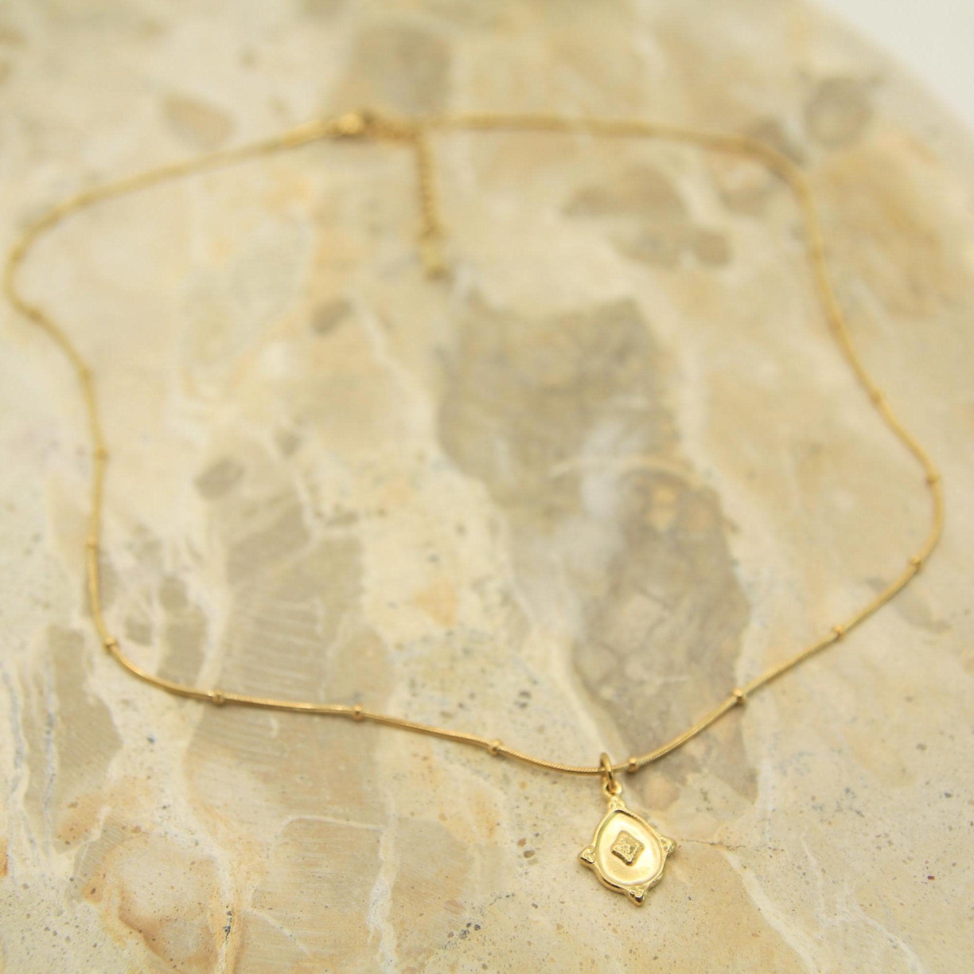 Vintage Medallion Drop Necklace Gold • Satellite Chain • Waterproof Stainless Steel