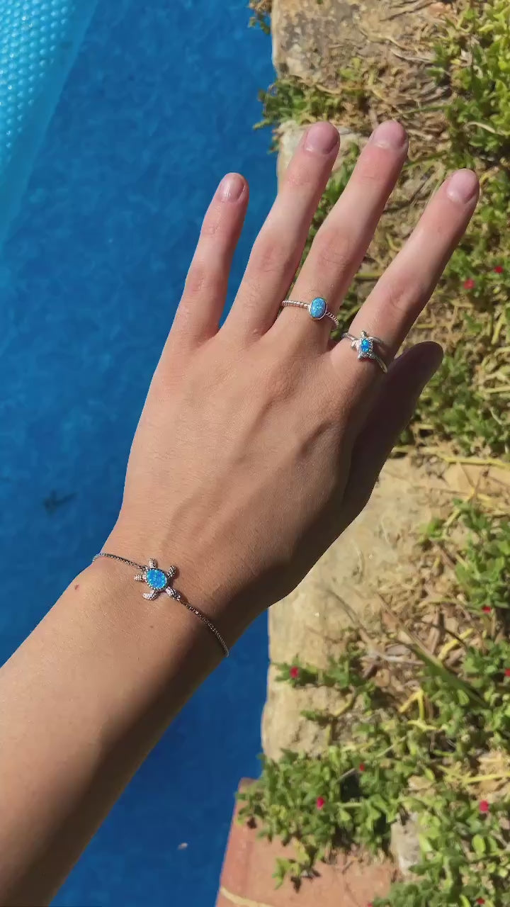 Blue Opal Turtle Bracelet Bo and Ho