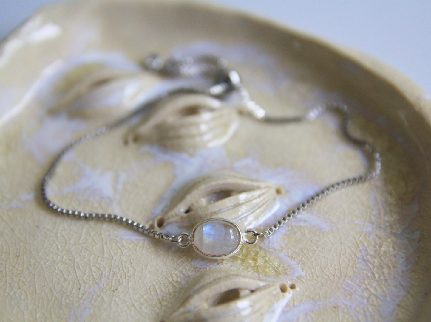 silver moonstone bracelet adjustable