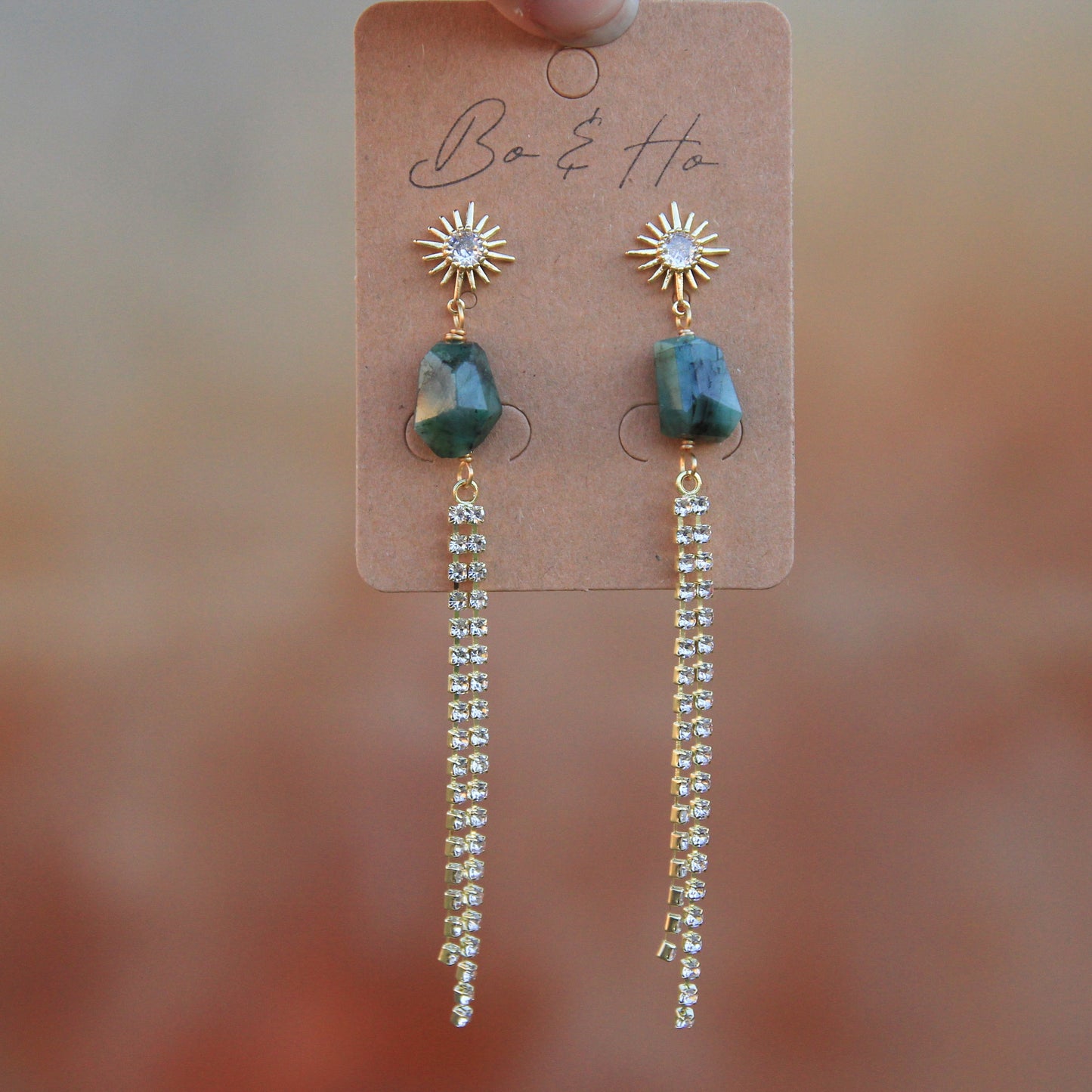 Genuine Emerald Vintage Inspired Star Earrings