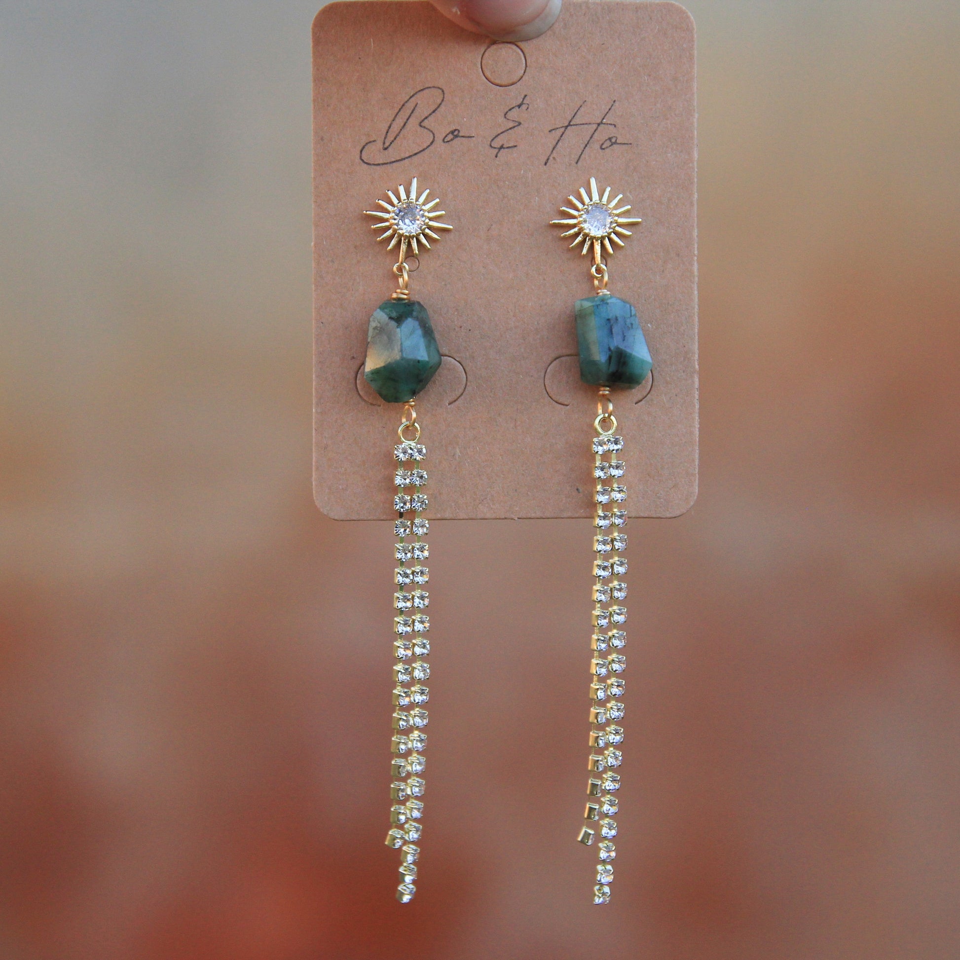 Genuine Emerald Vintage Inspired Star Earrings