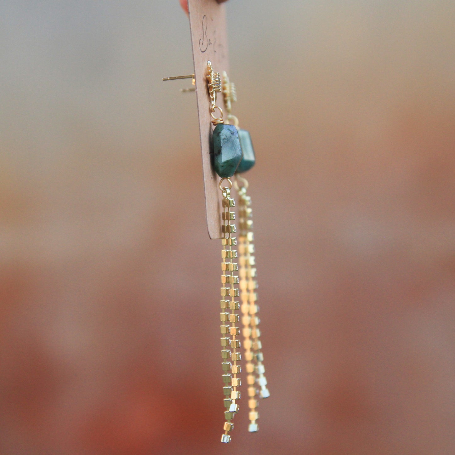Genuine Emerald Vintage Inspired Star Earrings