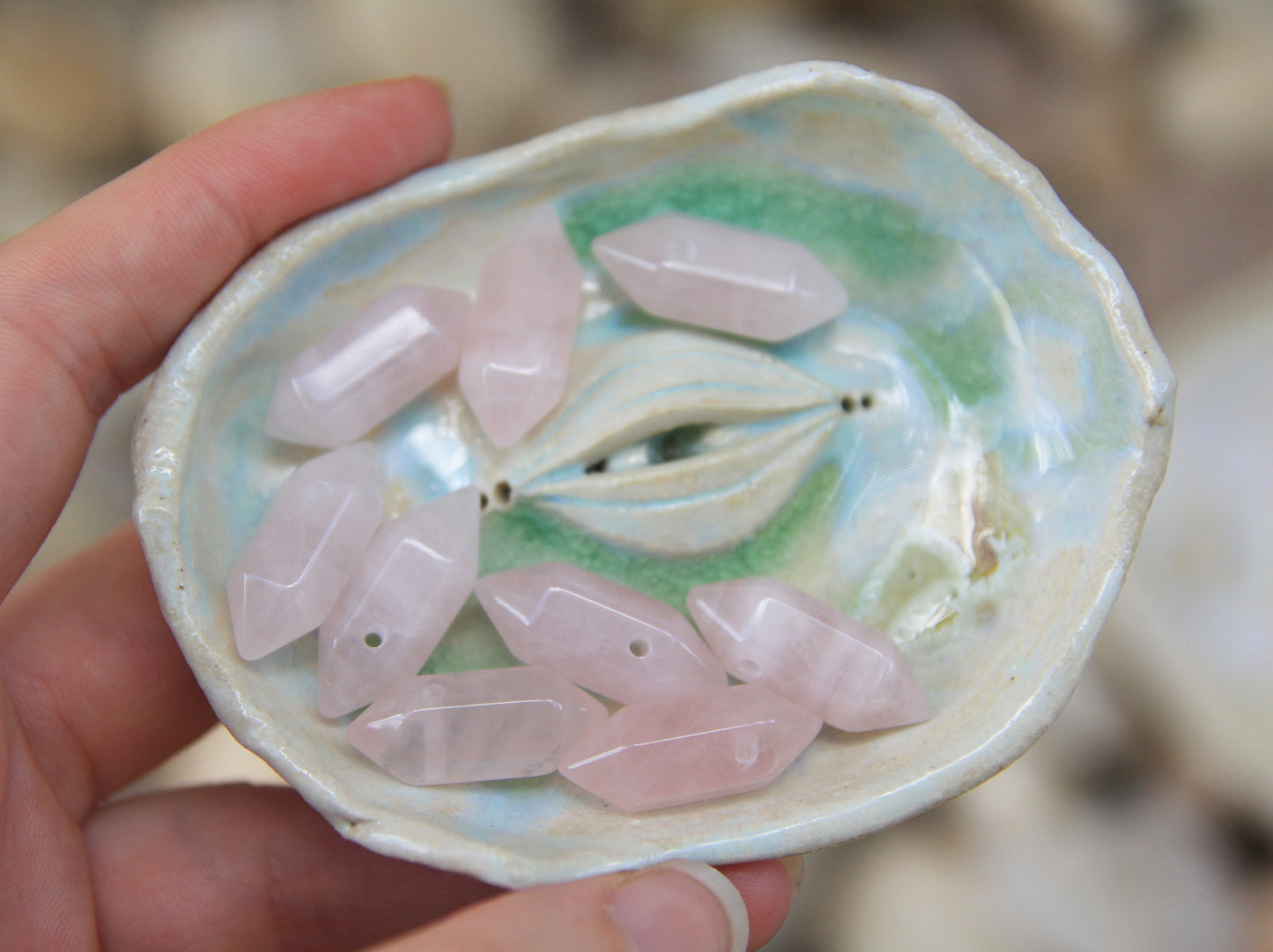 Gold Natural Crystal Necklaces | Rose Quartz, Fluorite, Amethyst, Aventurine