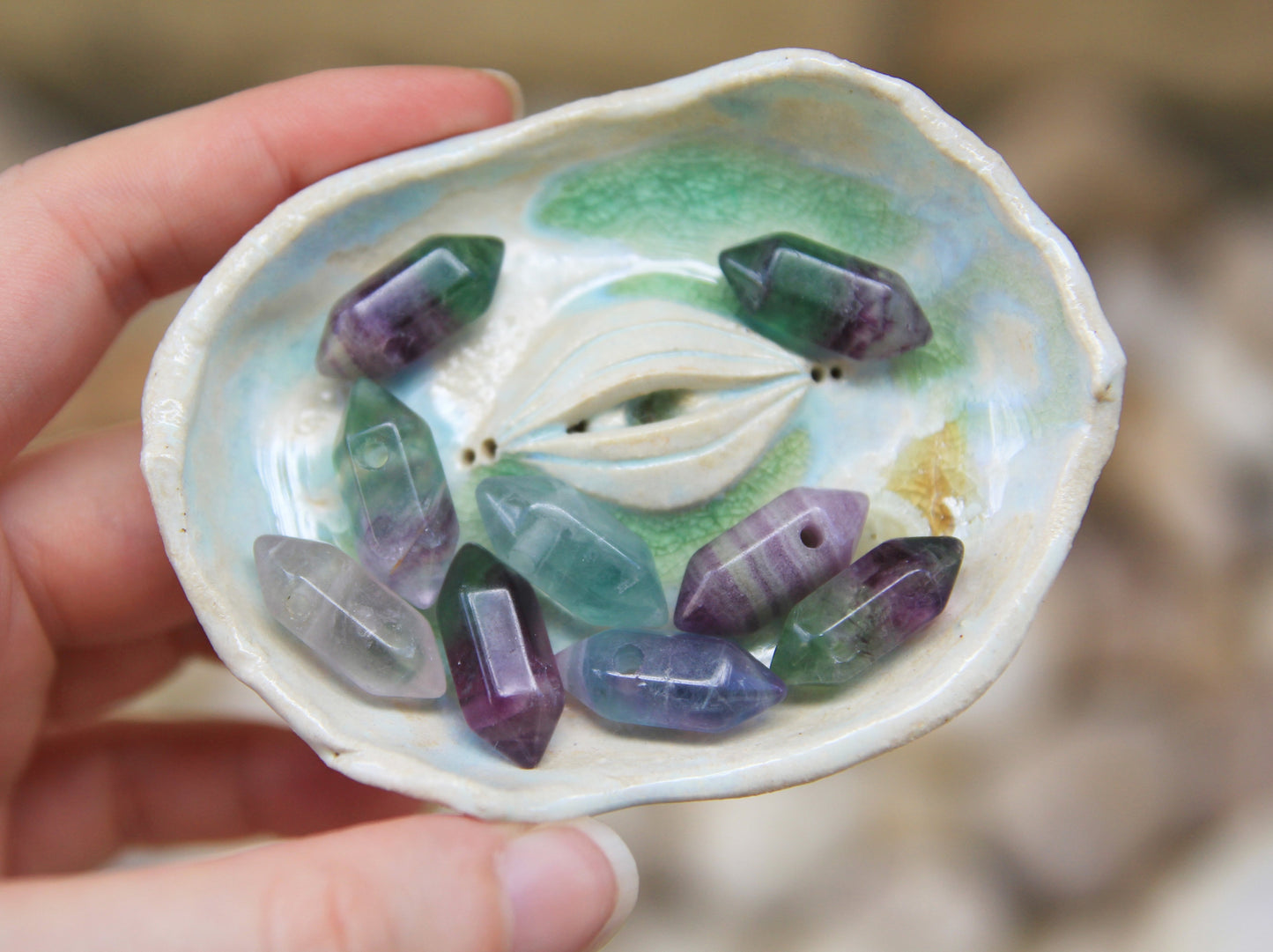 Gold Natural Crystal Necklaces | Rose Quartz, Fluorite, Amethyst, Aventurine