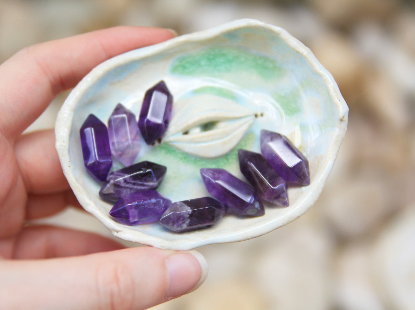 Gold Natural Crystal Necklaces | Rose Quartz, Fluorite, Amethyst, Aventurine