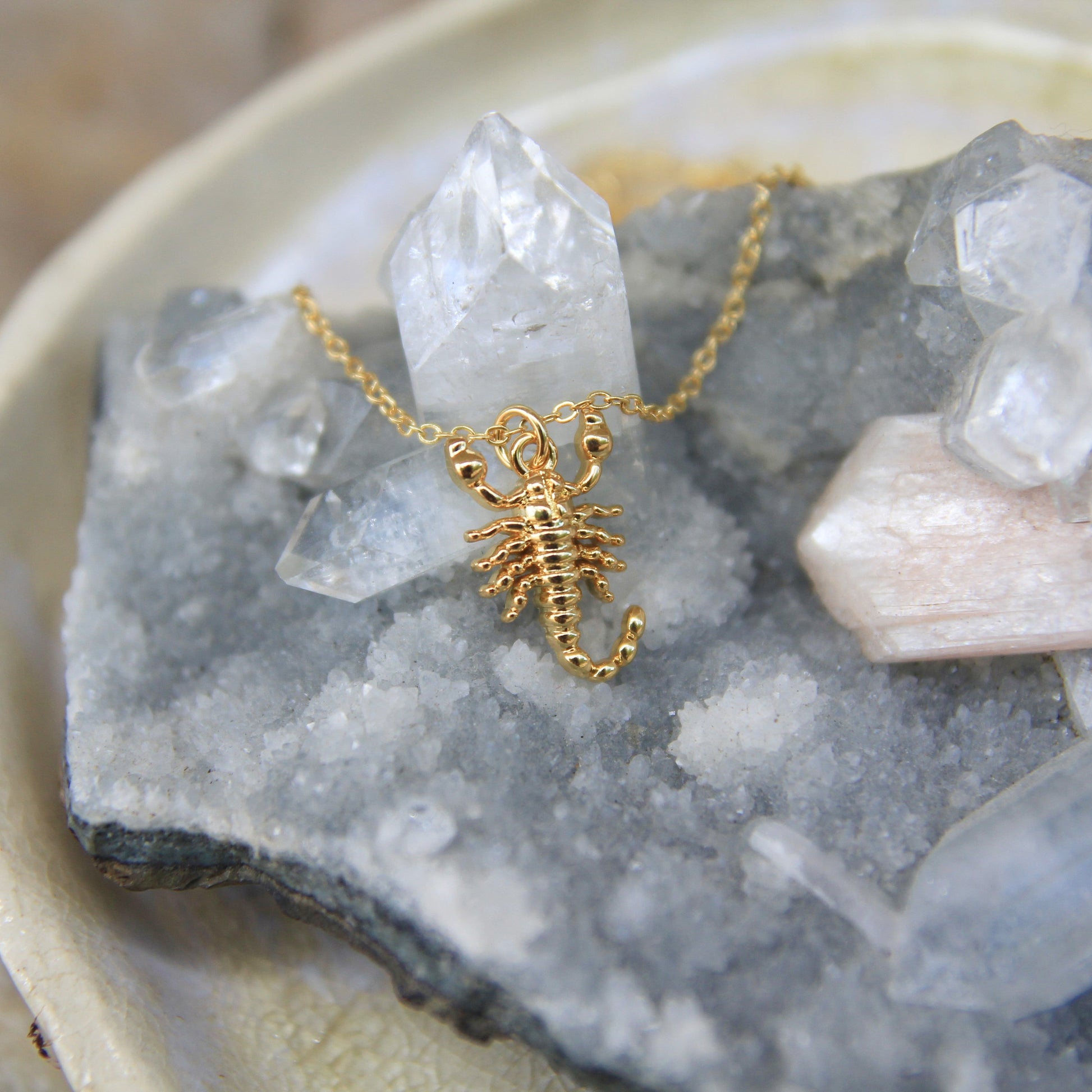 gold plated scorpion necklace 