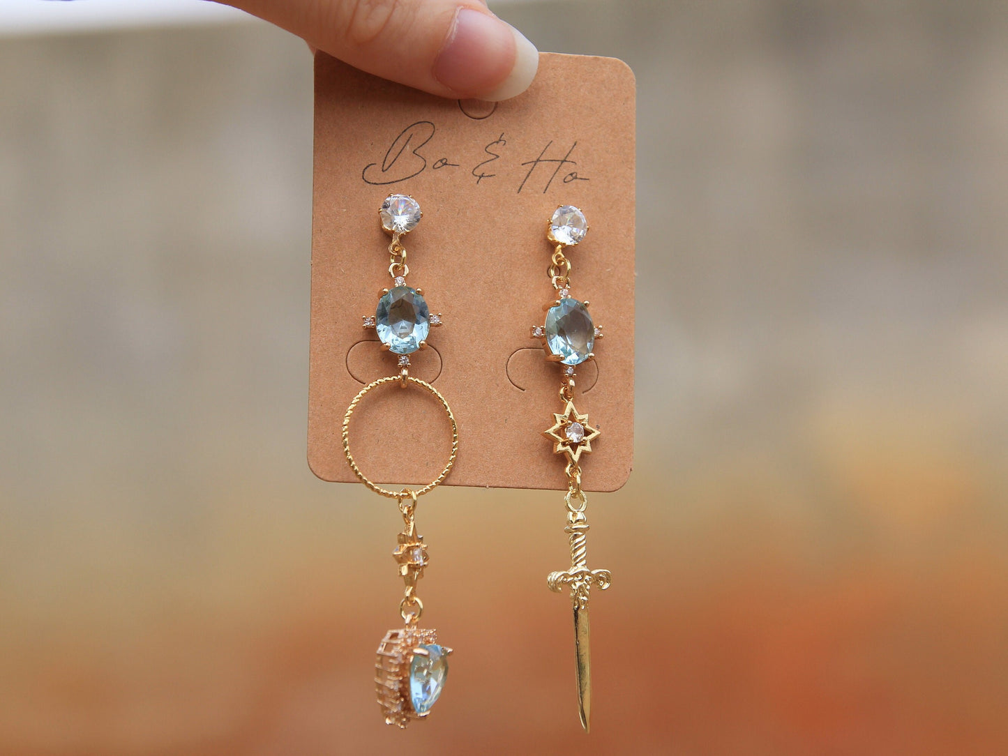 Gold Dagger Heart Earrings