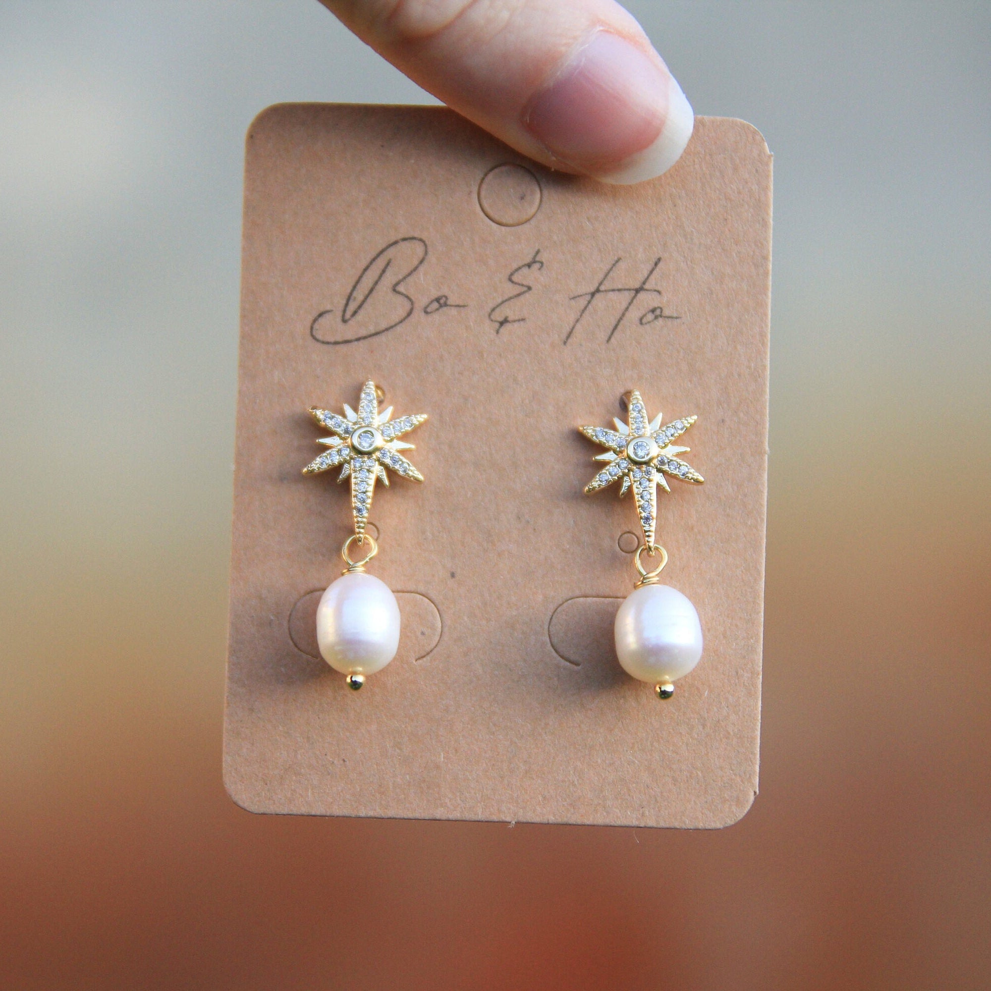 Pearl shop star earrings