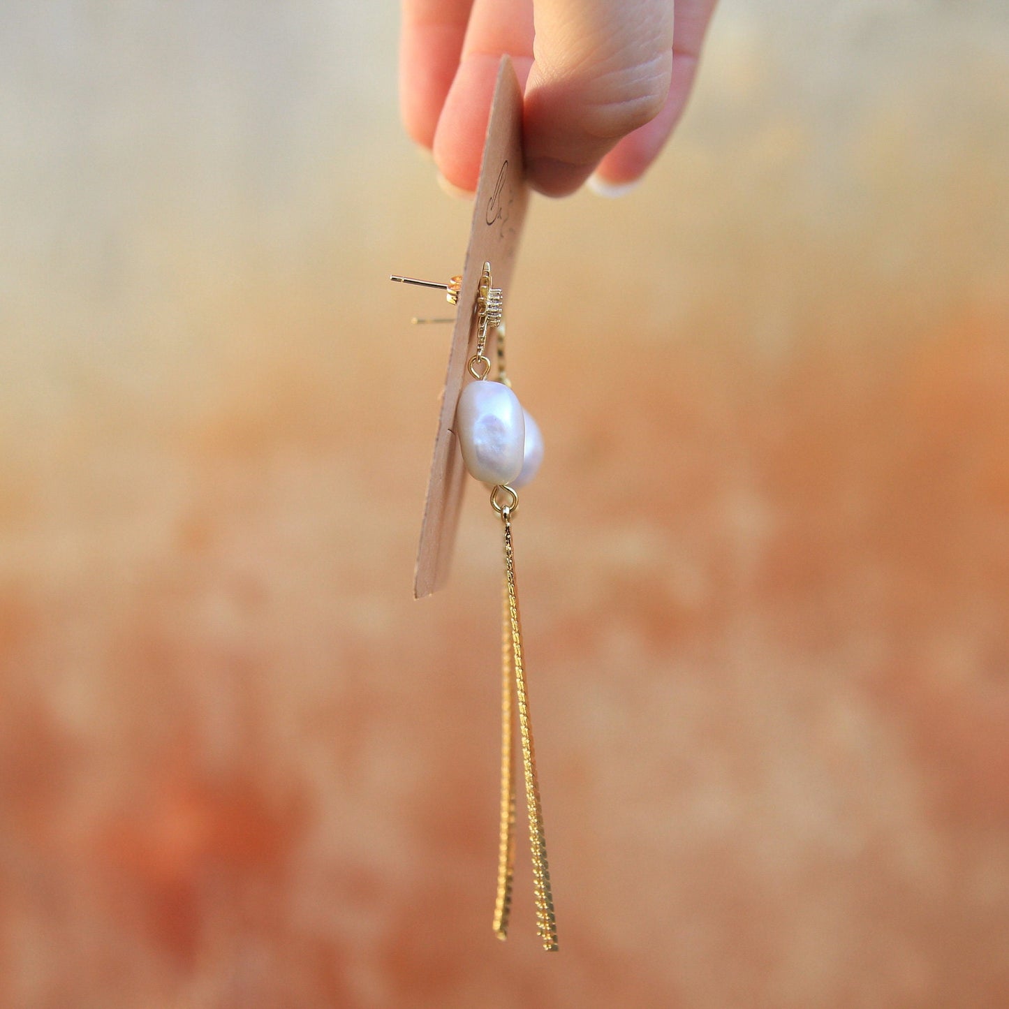 Large Freshwater Pearl Sun and Moon Tassel Earrings | Statement Boho Earrings