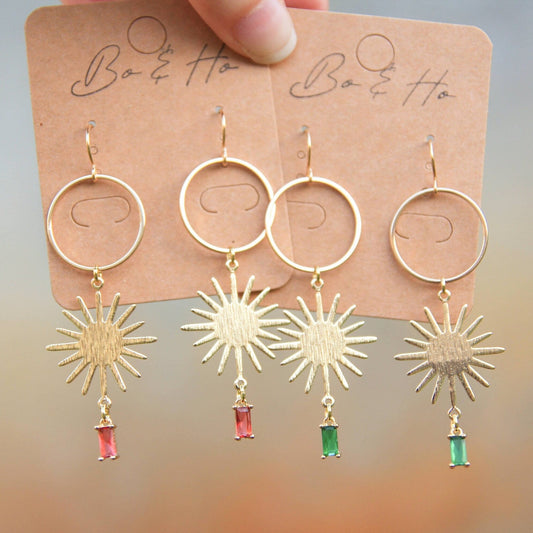 Gold Statement Sun Earrings