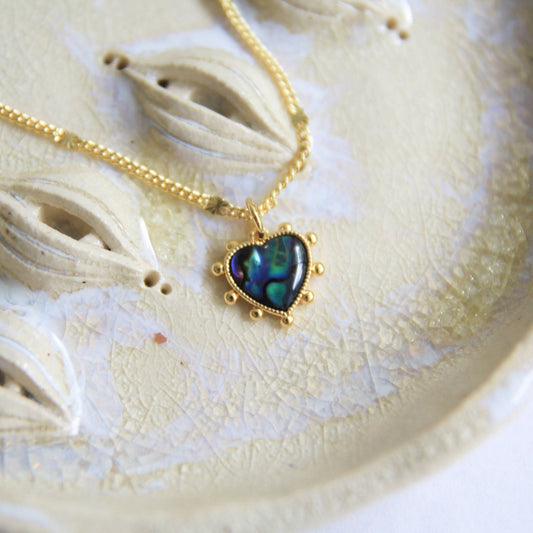 Gold Paua Shell Abalone Necklace